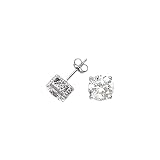 14K White Gold 3 ct. Cubic Zirconia ''Antique Design'' Earring Studs