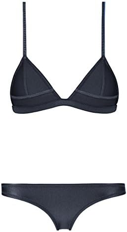 Skyjoy Women Neoprene Bikini In Bright Color Neon Binding Swimsuit Swimwear (S:US0-2, black)