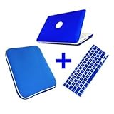 Bluecell MBW BLUE 3 in 1 Package Rubberized Hard Case Keyboard Cover Bag for New Macbook 13.3