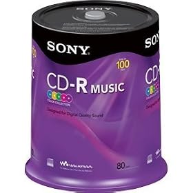 Click here to buy 100 SONY CD-R Music Disc, Digital Audio Recordable For CD Recorders and Computer Writer, 5 Assorted....