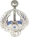 Winged V-Twin Engine BLUE Gem Navel Belly Ring wing NEW