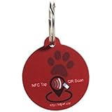 PetTouchID Smart Pet ID Tag, Red Matt, Round, QR Code, NFC, Web, GPS Enabled (any smartphone)