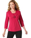 JM Collection Layered-Look Knit O-Ring Top