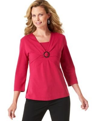 Click here to buy JM Collection Layered-Look Knit O-Ring Top by JM Collection.