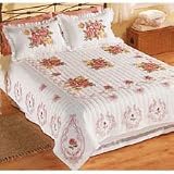 Rose Blossoms Stamped Cross-Stitch Full/Queen Quilt Top