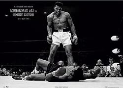 Muhammad Ali (Vs. Sonny Liston) Framed Sports Poster Print - 24" X 36"