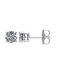 Jewelplus 1.00ct tw Round Diamonds I2/I-J 4-Prong Basket-Style Friction Post Stud Earrings Pair 14K Gold