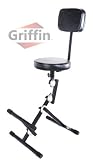 Musicians Seat Drum Throne Piano Bench Guitar Stool Chair Back Rest Keyboard