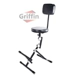 Musicians Seat Drum Throne Piano Bench Guitar Stool Chair Back Rest Keyboard
