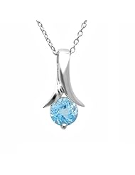 1ct. Sky Blue Topaz Solitaire Pendant-Necklace in Sterling Silver 18" Chain
