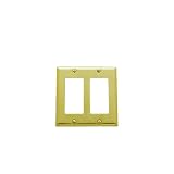 Baldwin 4741.030.CD Classic Square Beveled Edge Double GFCI Switch Plate, Polished Brass - Lacquered