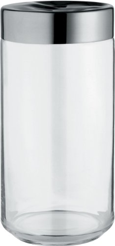 Alessi LC10 K&uuml;chendose, Glas mit abgedichtetem Deckel aus Edelstahl 18/10 gl&auml;nzend poliert