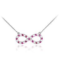 Sterling Silver Clear & Red CZ Infinity Necklace