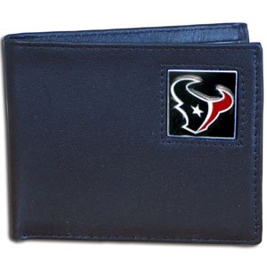 NFL Football Houston Texans Top Grain Leather Bifold Wallet