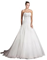 A-line Strapless Lace-Up Sheath Organza  Dress with a Court Train 