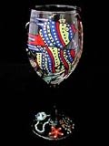 Angel Fish Design - Hand Painted - Wine Glass - 8 oz.