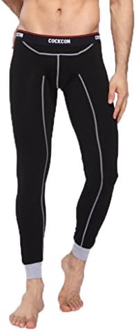 Thermal Tight Pajamas Trousers for Men with a Comfortable Pocket Wrapped Around Your Penis (US S/Asia L, Black)