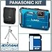 Panasonic Lumix DMC-TS3 Digital Camera Kit - Blue - with 4GB SD Memory Card, Camera Case, Table Top Tripod