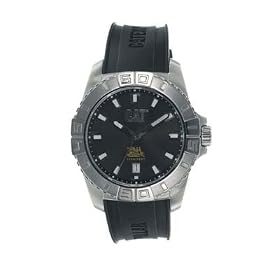 Caterpillar Men's Yellow Steel Analogue Watch YF 148 21 121 Stainless Steel With Black Dial and Black Rubber Strap