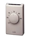 Lux Products LV2 Line Voltage Double Pole Heat Thermostat, Sterling White