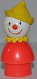 Vintage Little People Clown (Yellow Hat, Yellow Neckerchief, & Red Plastic Base) (Peg Style) - Replacement Figure - Classic Fisher Price Collectible Figures - Loose Out Of Package & Print (OOP) - Zoo Circus Ark Pet Castle