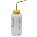 Vestil BTL-WW-32Y-LBL Wide Mouth Low Density Polyethylene (LDPE) Round Squeeze Wash Bottle with Label and Yellow Cap, 32 oz Capacity, Translucent