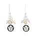 Small Round Raised Lotus Flower Dangle Earrings in Sterling Silver with Citrine Gemstone Beads, #8183
