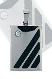Black Striped Cubic Zirconia and Stainless Steel Pendant