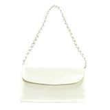 Cream Snake Evening Bag Clutch Chain Strap Purse