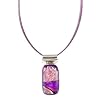 Necklace / Pendant - XP-20 - Genuine Handmade Dichroic Glass Pendant Hung on a 16" Stainless Steel Lavender Colored Multi-Strand Cord + 2" Extension Chain ~ .925 Sterling Silver