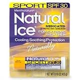 Mentholatum Natural Ice Sport Medicated Lip Protectant with SPF 30 Sunscreen, 0.16 Oz / Pack, 12 ea