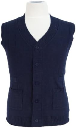 MDP IU 206 BLU Navy Button Down V-neck Sleeveless Cashmere/Silk Sweater