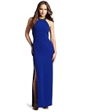 BCBGMAXAZRIA Womens Viviane Halter Gown With Beaded Necklace