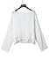 Persun Women White Lace Hem Long Sleeve Plain Blouse
