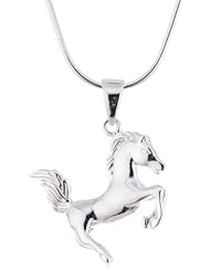 VINANI brand Germany 925 Sterling Silver Women Pendant Horse shiny with Snake Chain Necklace APF-S