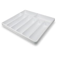 TrippNT 50057 White Polystyrene Plastic Big Drawer Organizer, 8 Compartments, 19" Width x 2.4" Height x 17.5" Depth