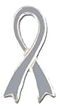 Solid Sterling Silver Awareness Ribbon - Gray