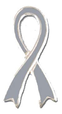 Solid Sterling Silver Awareness Ribbon - Gray
