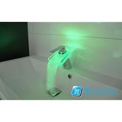 LED Glas Chrom Bad Wasserfall Armatur Wasserhahn