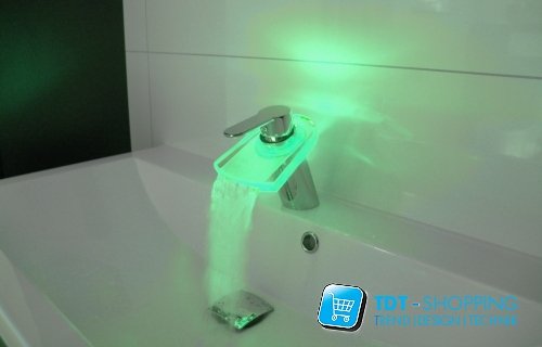 LED Glas Chrom Bad Wasserfall
