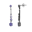 Sterling Silver Black Plated Amethyst CZ Dangle Earrings