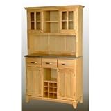 Natural Wood Buffet w/ Two Door Hutch & Stainless (Natural) (71.5H x44W x16.5D)