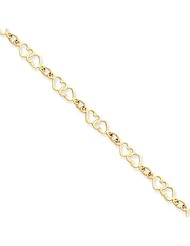 14k Double Heart Link Bracelet