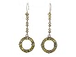 Bronze and Green Drop Circle Earrings Fashion Jewelry