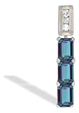 14K White Gold Emerald-cut Created Alexandrite and Diamond 3-Stone Pendant
