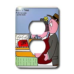 Londons Times Funny Animals Cartoons - Pig Funeral - SPAM - Light Switch Covers - 2 plug outlet cover