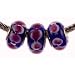 Murano Style Glass Lampwork Bead Fits Pandora Navy Blue with Pink & White Dots (3)