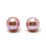 Pink AAA Round 8.0-8.5mm Cultured Freshwater Pearls Pair (Half-Drilled)