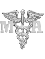 NursingPin - Medical Assistant MA Diamond Lapel Pin in Silver