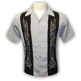 Las Vegas Casino Embroidered Spades Flames Biker Shirt